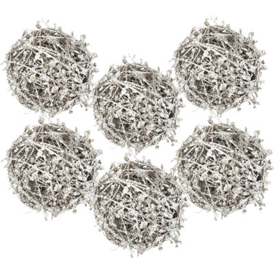 D4.5 "feuille glacée / boule de brindilles, boules suspendues décoratives pour décoration de fêtes, ensemble de 4