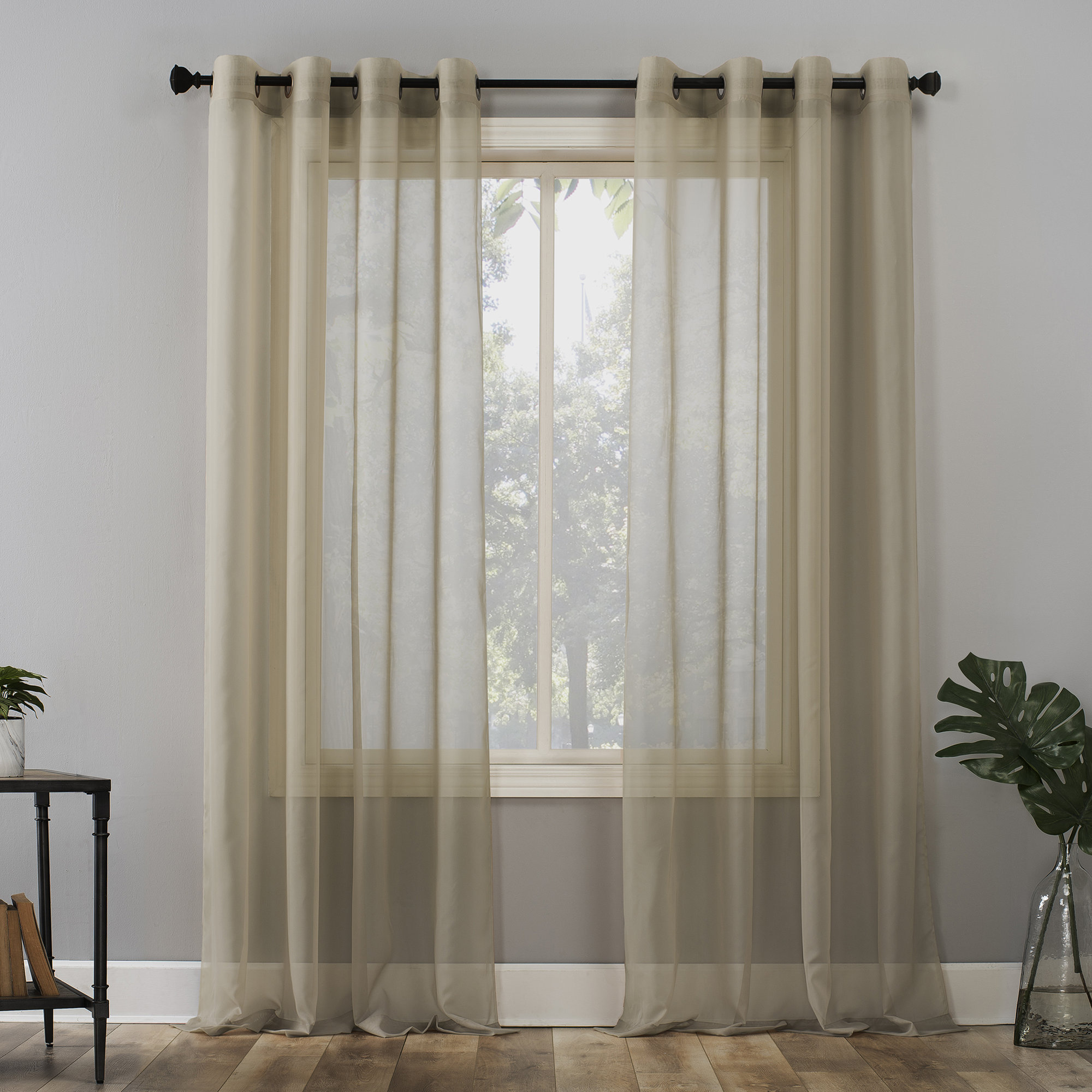 Sheer Grommet Single Curtain Panel, 59" W x 84" L, Oatmeal