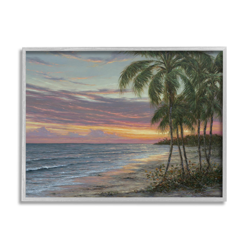 Summer Beach Palm Trees, art de la giclée par Martin Figlinski, H 11 po x l 14 po x P 1,5 po, Estampe numérique Farmhouse