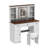 Vanity Desk with Sliding Mirror,Lights and Charging Station,Makeup Table Desk with Dimmable Led Light,Vanity Makeup Table with Sponge Soft Stool
