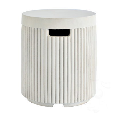 Outdoor Round Tank Cover Table With Vertical Fluted Design