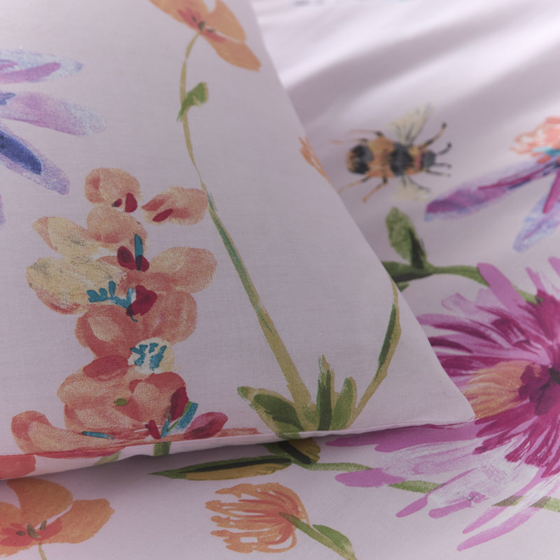 EMILY Cotton Blend Floral Duvet Cover Set with Pillowcases, Single Duvet Cover + 1 Standard Pillowcase