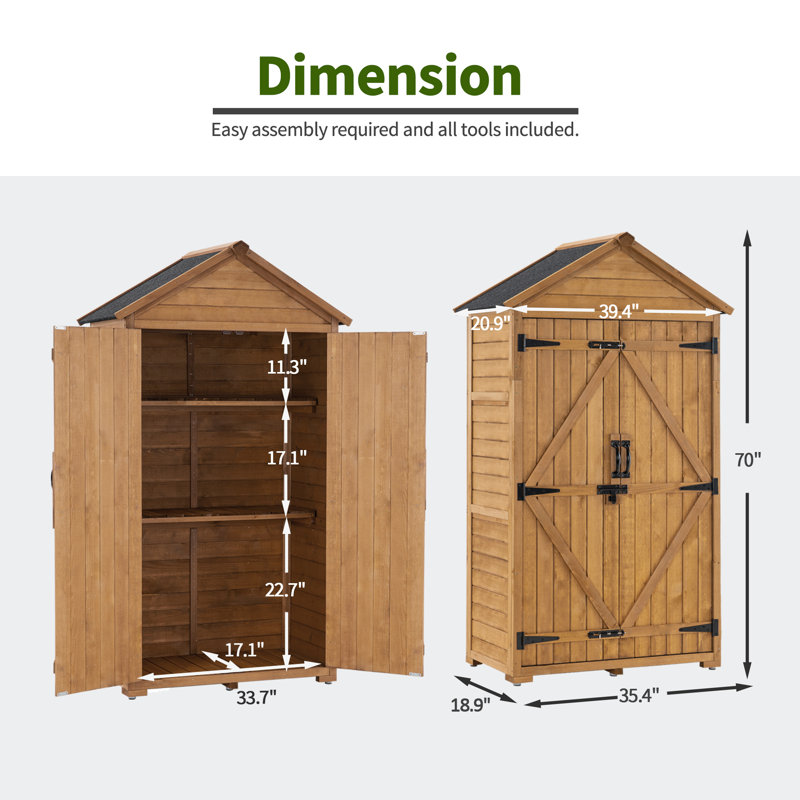 Remise d'extérieur en bois massif l 3 pi x P 2 pi, Brun