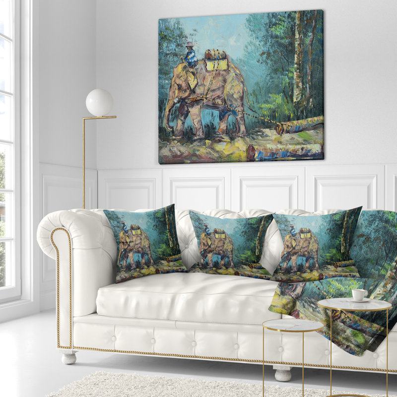 Coussin de glissement de l’éléphant animal, 18 po x 18 po, Oreiller européen