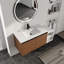 Meuble-lavabo mural Earnby de 122 cm (48 po) avec lavabo en résine, petites étagères de rangement, tablette réglable, portes à fermeture amortie, brun ébène-1894584381