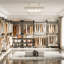 Support à vêtements en forme de C en L 55,5 po à 103,2 po, support à vêtements avec 3 tablettes en bois, support de rangement mural-1288125013
