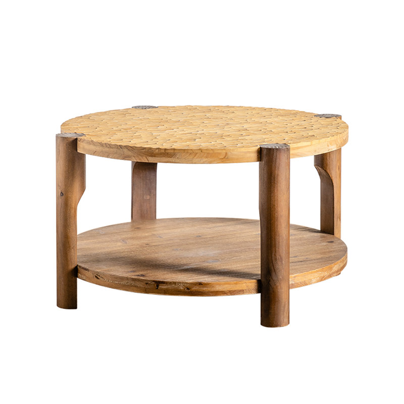 2 Round Coffee Table With Solid Wood Design Foundation, Mid Century Graceful Look, Storage Feature Design, Quick Installation In Living Room Elements, Pattern, Glamour, For And Narrow Spaces