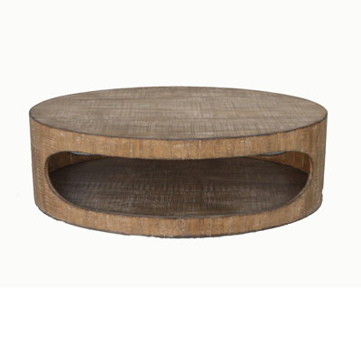 Roki Coffee Table W Shelf, 55 Inch Natural Brown Pine Wood Oval Top