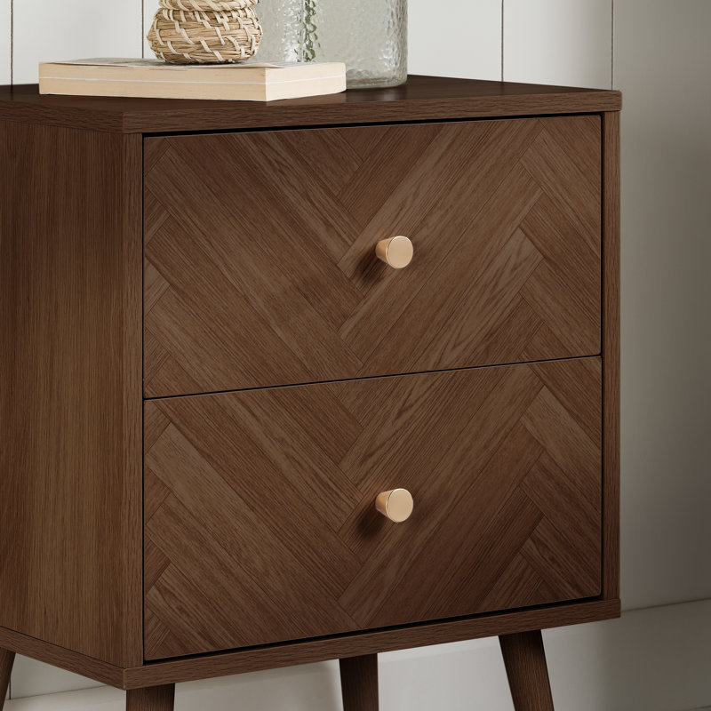 Mardell 45cm W Particle Board Bedside Table, Walnut