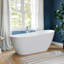 Baignoire autoportante en acrylique moderne - Baignoire de trempage blanche brillante avec bonde pré-percée et trop-plein-128918858