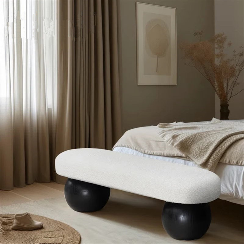 Banc en velours de chambre à coucher et de vestibule en bois de style moderne, Noir