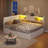 Bed Frame With Linen Upholstered Curved Headboard & Legs-1105424868-1095588269