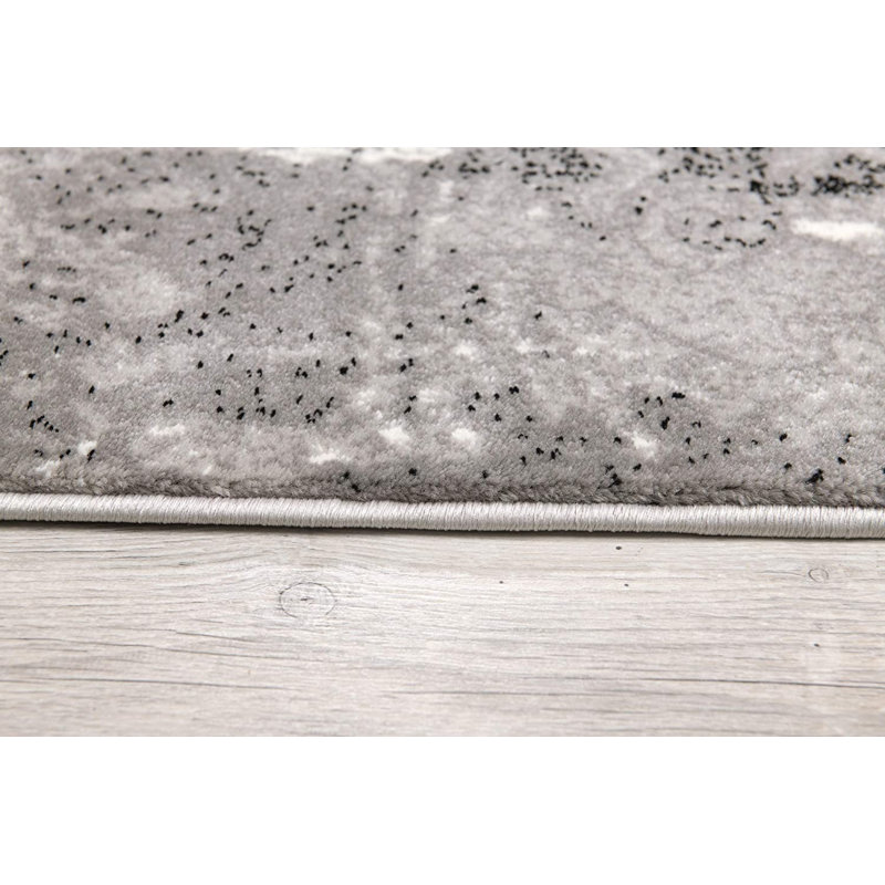Tapis damassé gris Dhurrie 2 pi x 4 pi