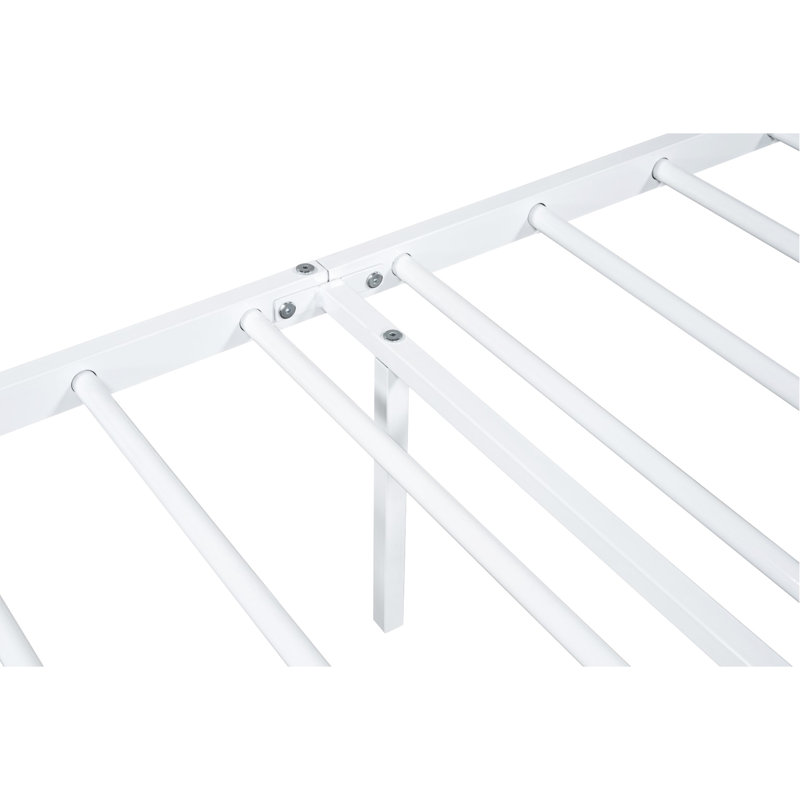 Lit double en métal avec geste contemporain blanc, prêt pour un matelas de style chambre à coucher, prêt, design parfait