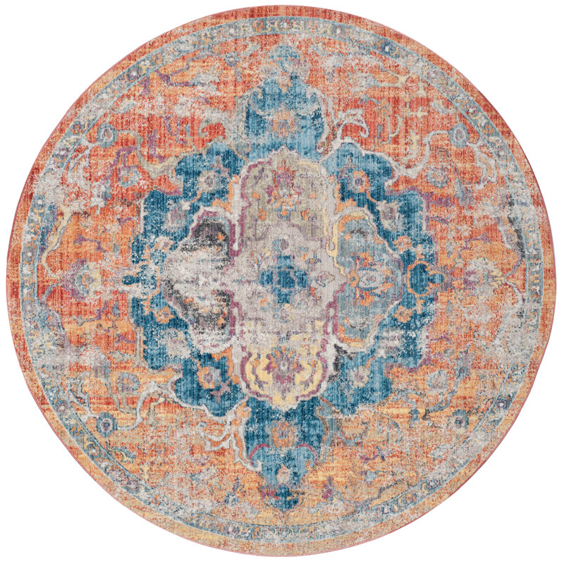 Tapis orange Jehanne, Rond 7 pi