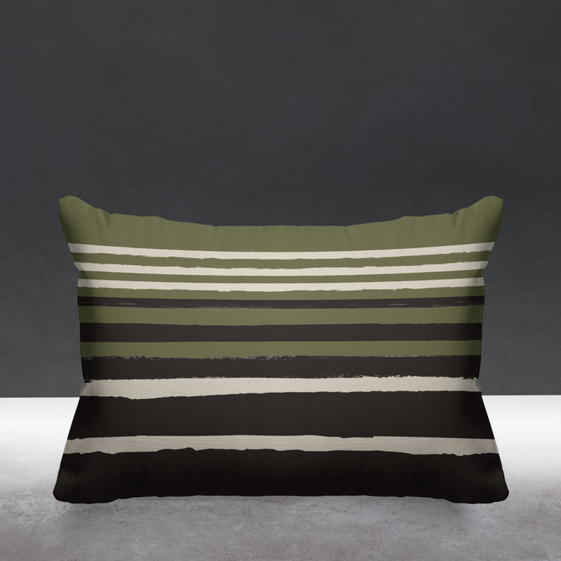 Coussin décoratif abstrait / minimaliste intérieur / extérieur, 14 po x 20 po, Vert, Rectangulaire