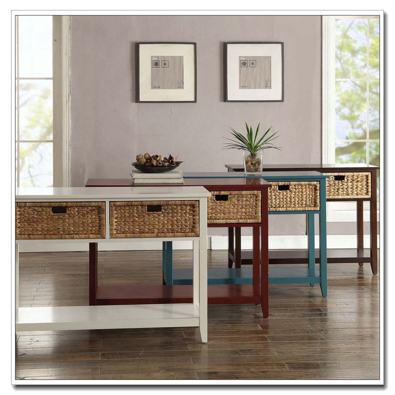 White Console Table with 2-Drawer, White