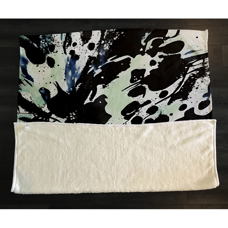 Throw Blanket, 68" W x 80" L, Abstract, Green/Black/Blue