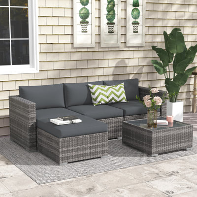 Abler Wicker 3 - Person Modular Patio Conversation Sets with Cushions