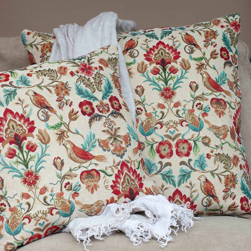 Morris Style Bird Garden Tapestry Cushion, Cover only, 43x43cm