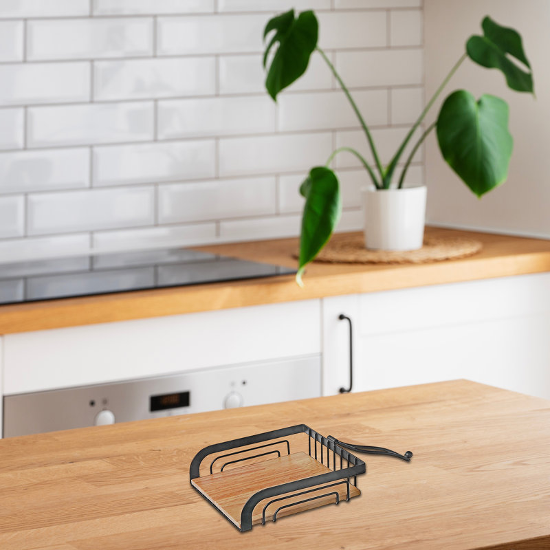 Porte-serviette avec fond en bois d'hévéa