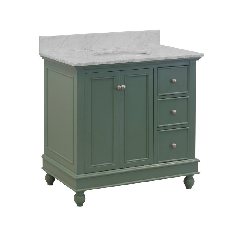 Ferdinand 36'' Single Bathroom Vanity with Top, Carrara Marble, Sage Green