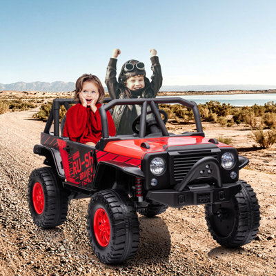 24V 2-Seater Kids Ride On Truck Car with Remote Control, 19" Wide Seat Battery Powered Electric Vehicles, 2WD Dual Motors Vehicle with Led Light Music