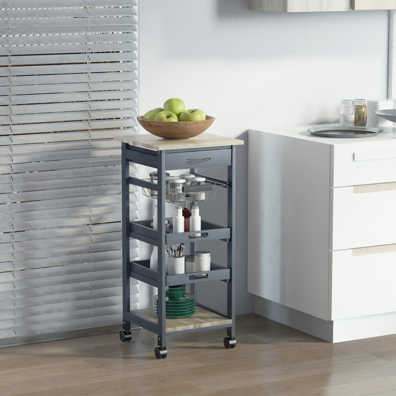 Rafelo Mobile Kitchen Cart, Gray