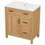 Meuble-lavabo de 30 po en bois avec structure en bois massif, 1 porte à fermeture douce, 2 tiroirs à fermeture douce, tablette réglable