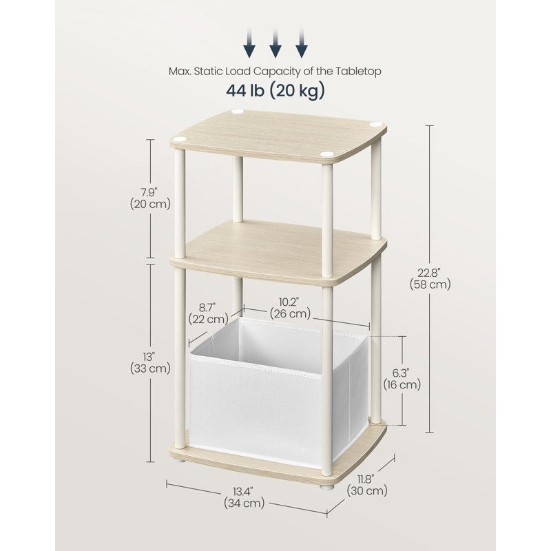 Side Table, Natural Beige/White