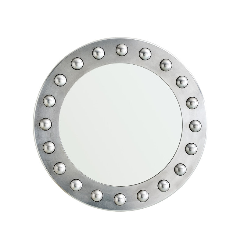Embedded Sphere Round Beveled Wall Mirror
