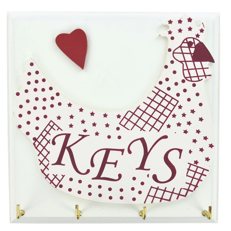 Wood Wall Organizer with Key Hooks