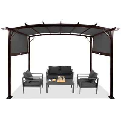 BBQ 11.5 Ft. W X 9.2 FT. D Steel Pergola with Canopy