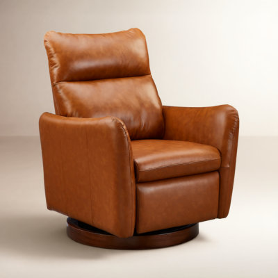 33" Genuine Leather Manual Swivel Recliner