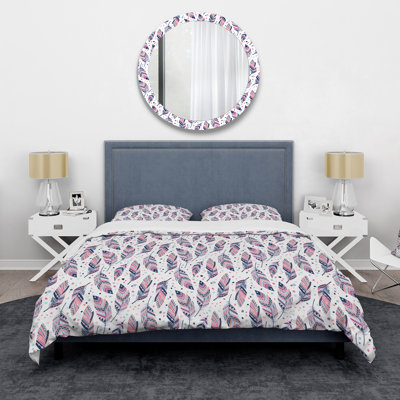Ensemble de housse de couette bohème rose et mauve - Microfibre polyester