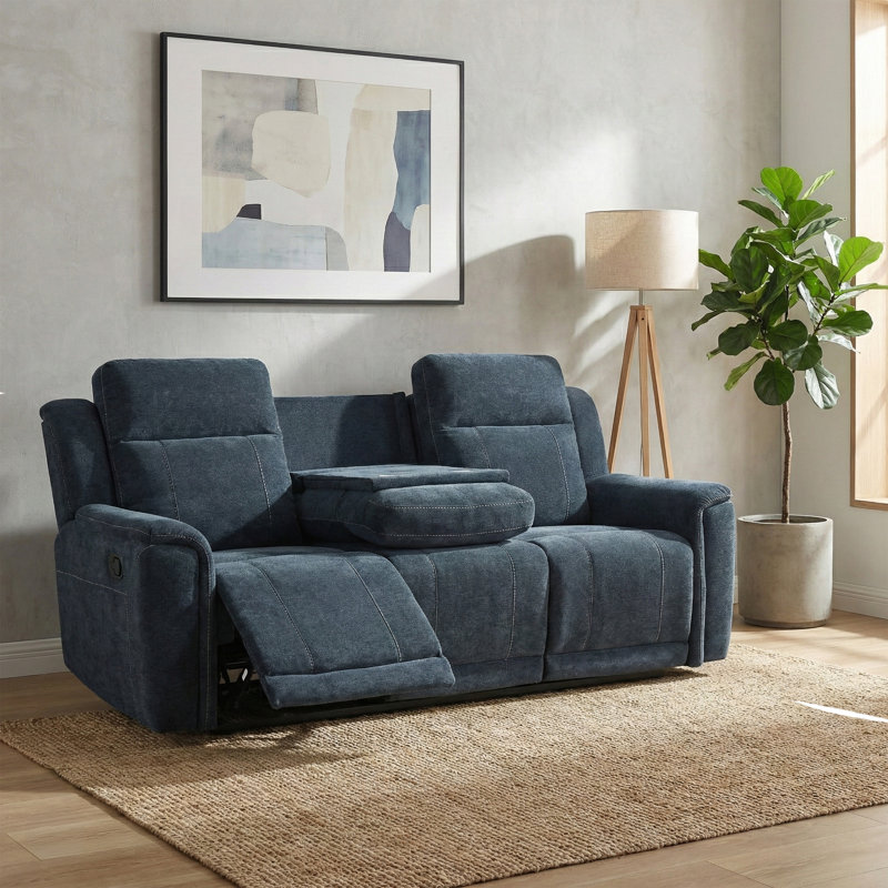 Sumana 3 Seater Reclining Sofa, Navy