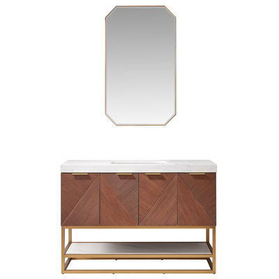 Meuble-lavabo sur pied simple avec plateau Mahon 48