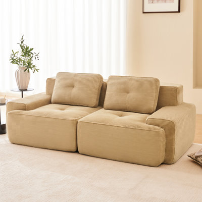 Moderne de 82 po en forme de L modulaire de 82 po, revêtement en velours côtelé, esthétique, passepoil perlé, assemblage, fond glissant et apparence de relaxation profonde, aucun assemblage requis, conception, confortable pour la télévision