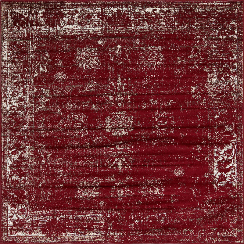 Tapis floral bourgogne Brandt, Carré 7 pi 10 po