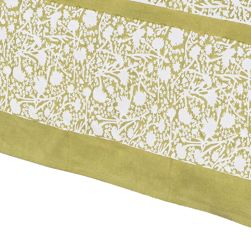 Meadows Handmade Floral Tablecloth, 59" Square, Vert