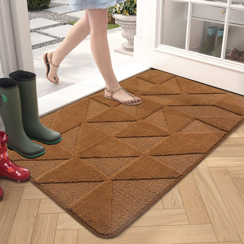 Dorna Non-Slip Geometric Doormat, Brown, 24'' W x 35'' L