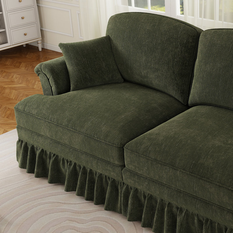 Très grand canapé deux places Mid-Century, Vert, H 36,6 po x l 76,4 po x P 32,8 po