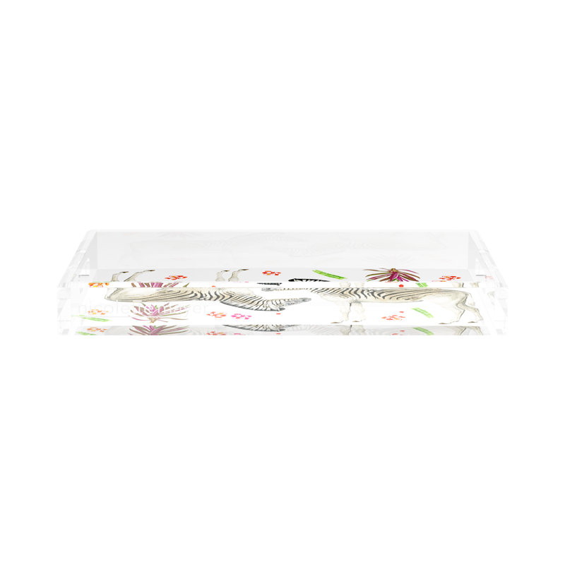 Zebra Seeing Double Acrylic Rectangle Decorative Tray, 17"W x 10.5"x 2"H