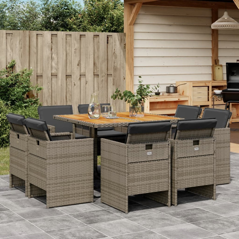 Hokku Designs Patio Dining Set With Cushions Poly Rattan