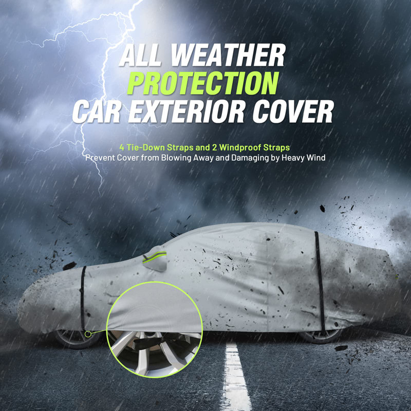 Universal Fit Waterproof Silver Sedan Car Cover with Cotton Lining