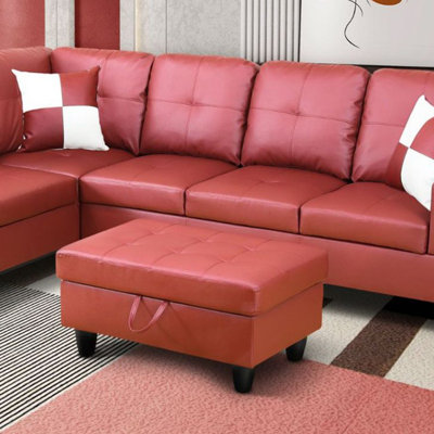 Faux Leather Storage Ottoman