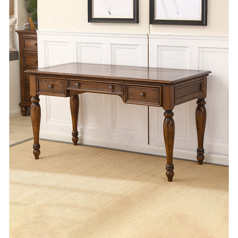 Bureau d'écriture classique avec 3 tiroirs de style américain classique, 30.5" H x 59.1" W x 27.6" D