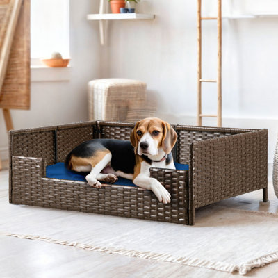 Canapé-lit en rotin et osier pour chien ou chat