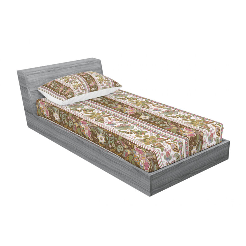 Microfiber Floral Sheet Set, Twin XL Sheet Set with Fitted Sheet
