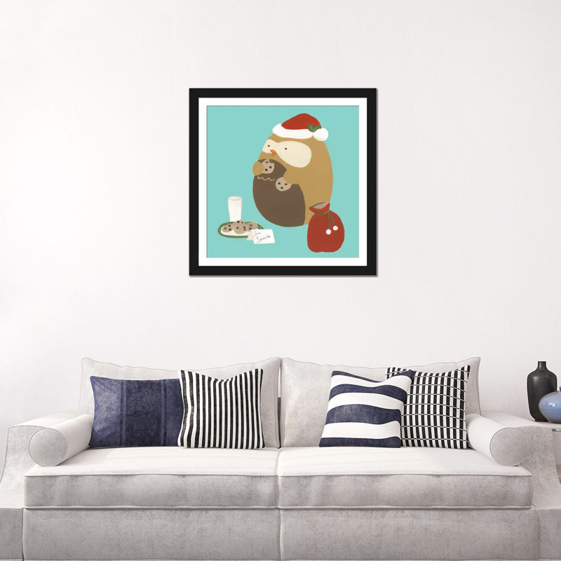 « happy owlidays ix », reproduction d’impression sur toile tendue, H 24 po x l 24 po x P 1 po, Papier d'art encadré noir